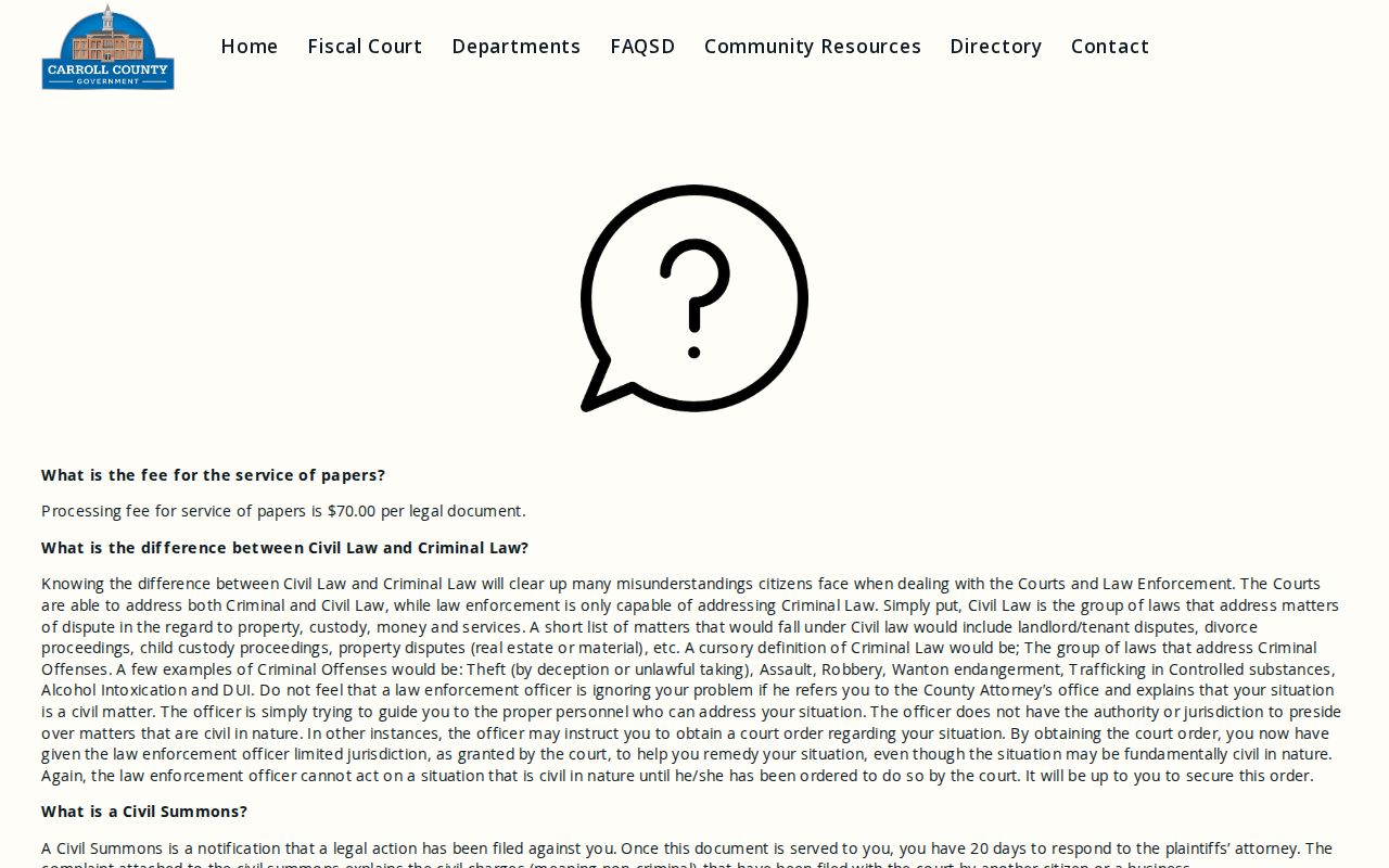 Carroll County in-person warrant check guidance