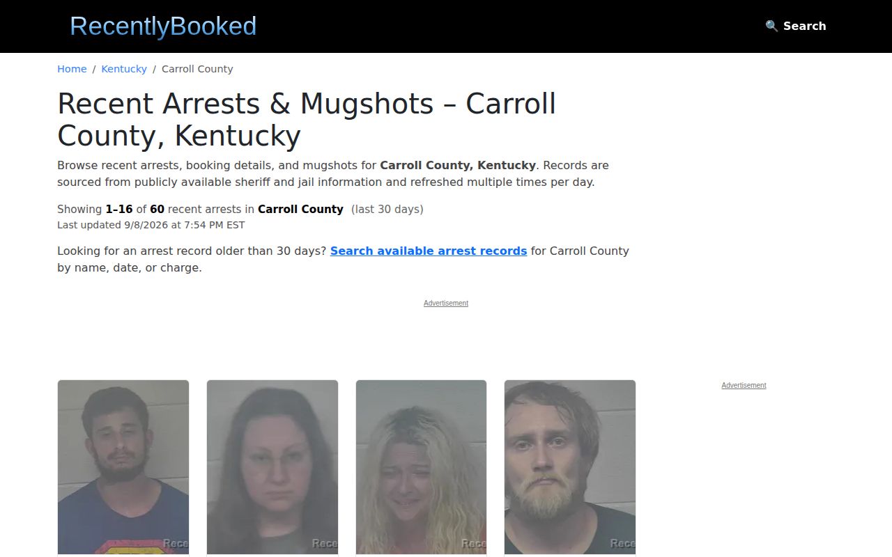 Unofficial RecentlyBooked Carroll County page